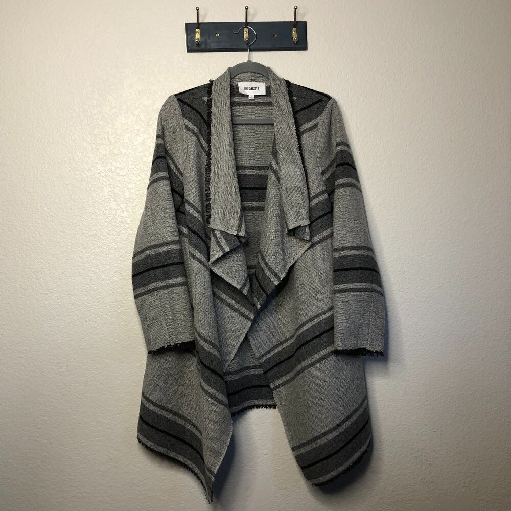 BB Dakota Wool Blend Striped Coat Women's M Boho Outdoor Woven Warm Cozy Western